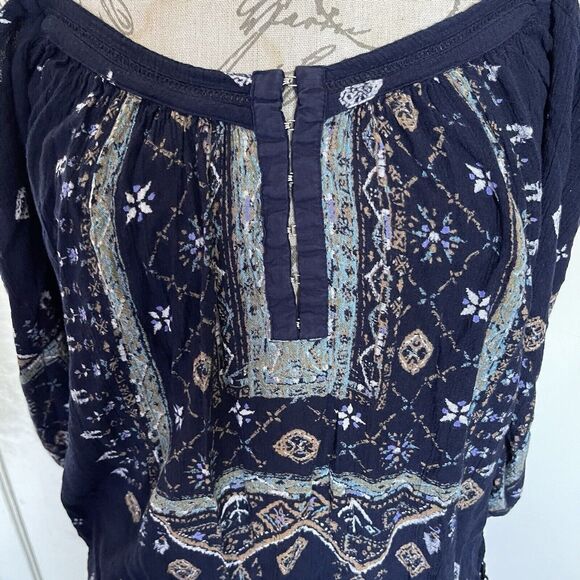 Ecote Blouse Sz XS Cold Shoulder Hipster Bohemian Boho Coastal Cow Girl Rodeo - Picture 5 of 12